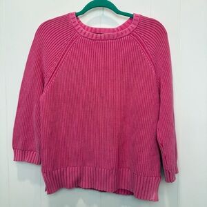 Tommy Bahama Pink 3/4 Sleeve 100% Cotton Sweater Size Medium